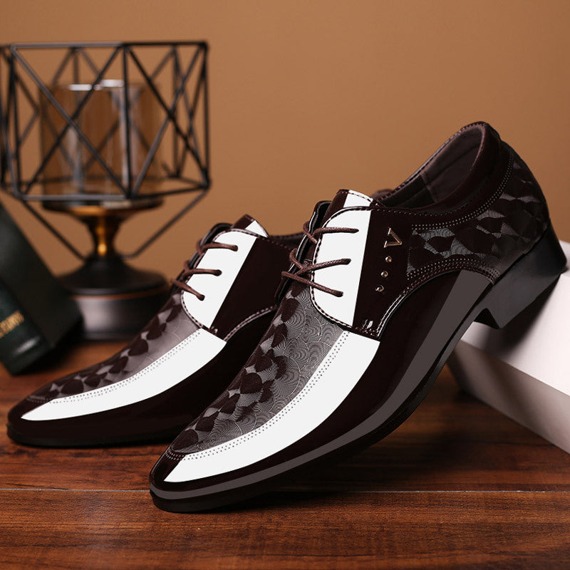 Zapatos de cuero para hombre con cordones y paneles de piel de vaca