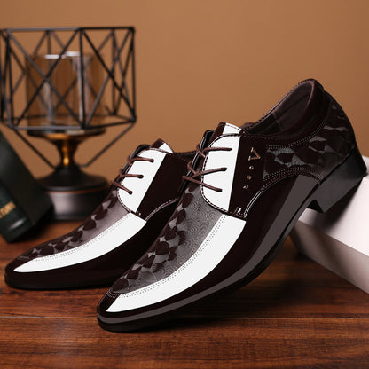 Zapatos de cuero para hombre con cordones y paneles de piel de vaca