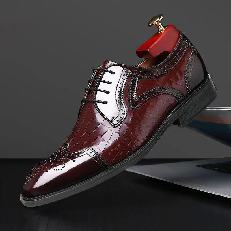 🐂Cuero🐂Zapatos Oxford brogue con textura de cocodrilo