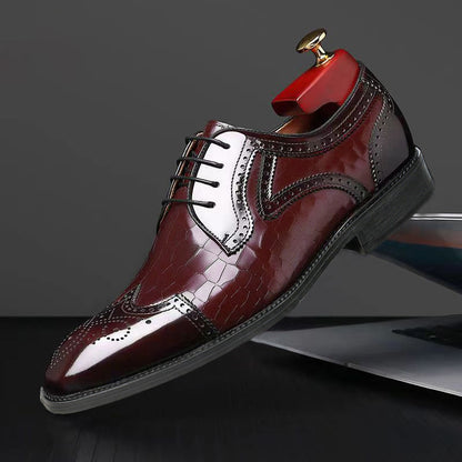 🐂Cuero🐂Zapatos Oxford brogue con textura de cocodrilo