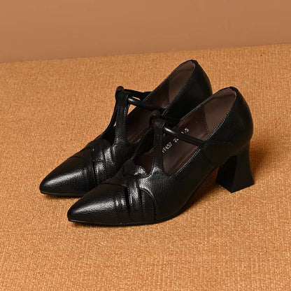 Zapatos trenzados de tacón en bloque para mujer