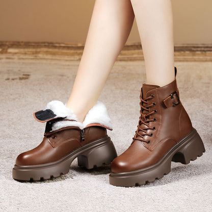 Botas para mujer estilo Dr. Martens con forro de piel de cordero