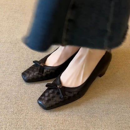 Zapatos de mujer de cuero trenzado estilo vintage