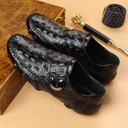 Zapatos para hombre de piel de vacuno auténtica con textura de cocodrilo