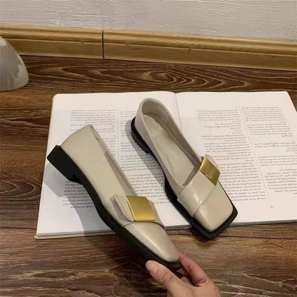 Mocasines de mujer con punta cuadrada y suela blanda