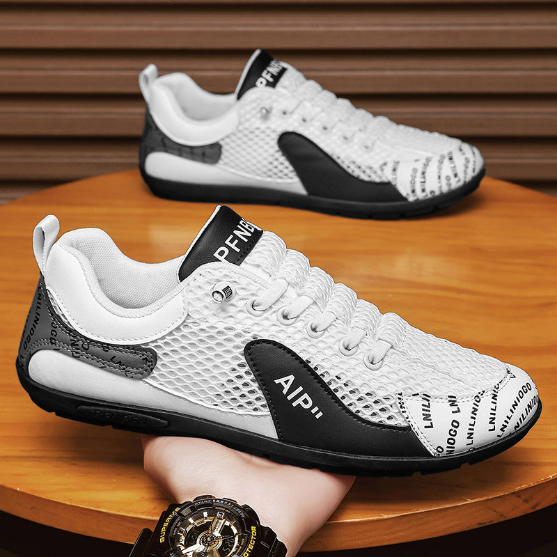 Zapatos casuales para hombre de cuero y malla transpirables