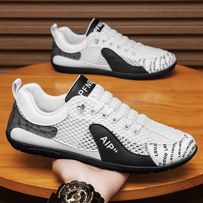 Zapatos casuales para hombre de cuero y malla transpirables
