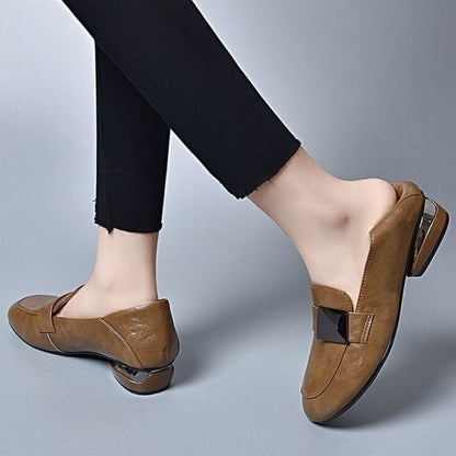 Zapatos de salón para mujer de punta redonda y tacón de bloque