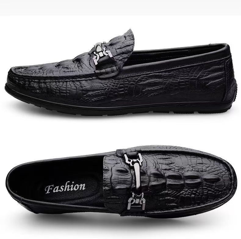 Zapatos de cuero texturizado con grano de cocodrilo