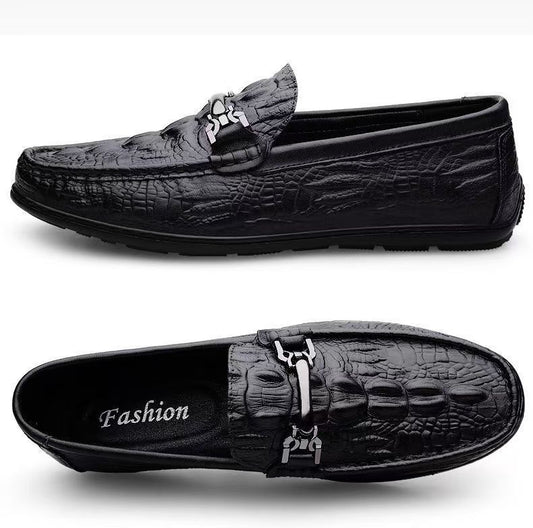 Zapatos de cuero texturizado con grano de cocodrilo