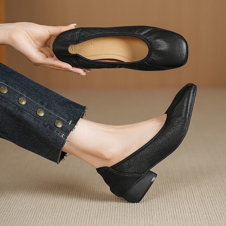 Zapatos de mujer de corte bajo y piel suave, estilo francés
