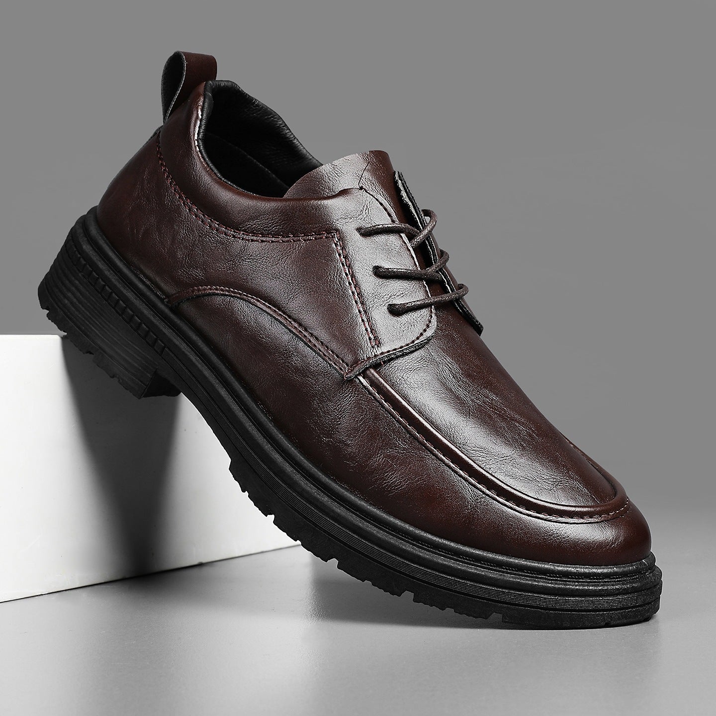 Zapatos de cuero para hombre con suela suave y gruesa
