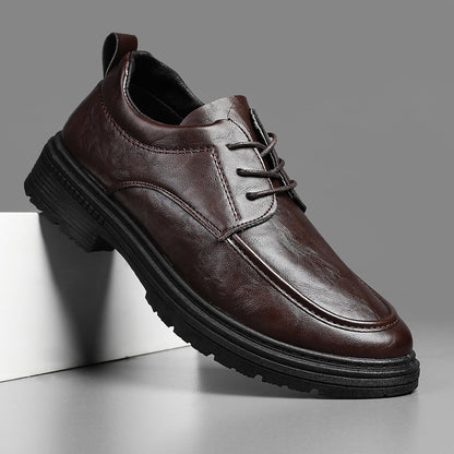 Zapatos de cuero para hombre con suela suave y gruesa