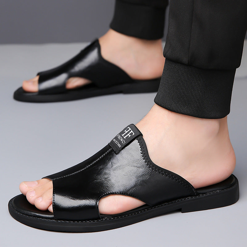 Sandalias de cuero estilo romano con recortes
