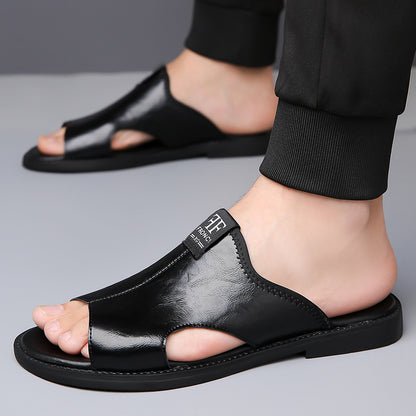 Sandalias de cuero estilo romano con recortes
