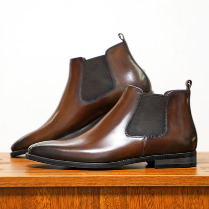 Botas de cuero con punta cuadrada para hombre