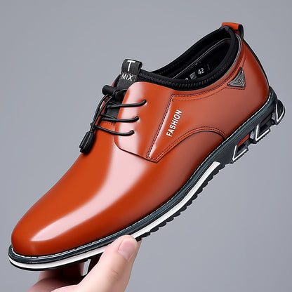Zapatos de cuero para hombre con cordones y hebilla
