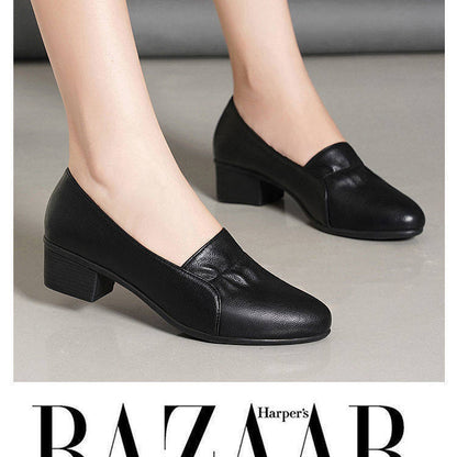 (talón grueso en blanco y negro) tacones altos para mujeres