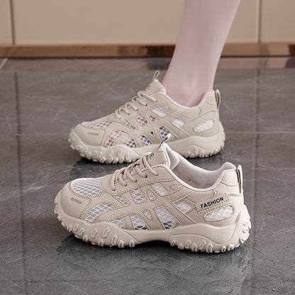 Zapatillas casuales de plataforma con malla transpirable para mujer