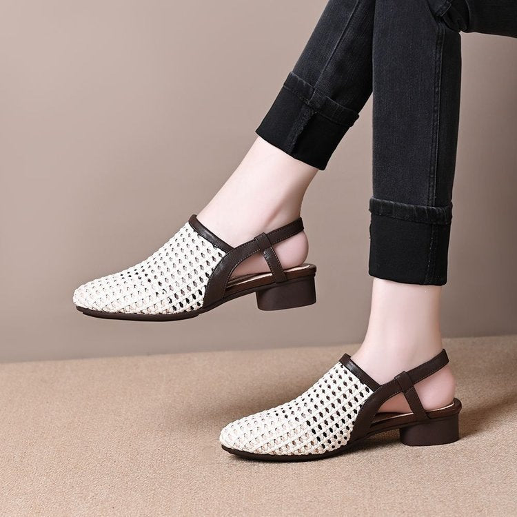 Sandalias trenzadas con aberturas para mujer