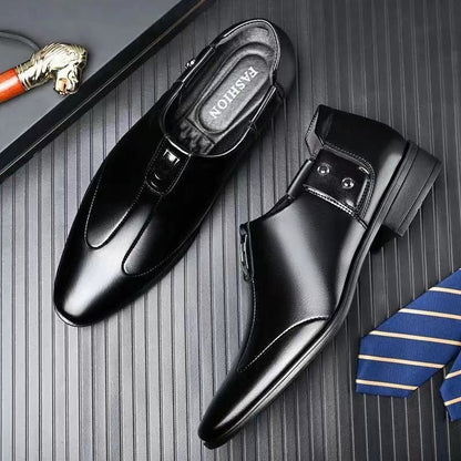 🐂Cuero🐂Zapatos Oxford sin cordones para hombre