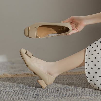 Bailarinas de piel auténtica, suaves y con puntera cuadrada