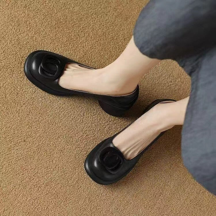 Tacones altos femeninos (cuero de doble hebilla)