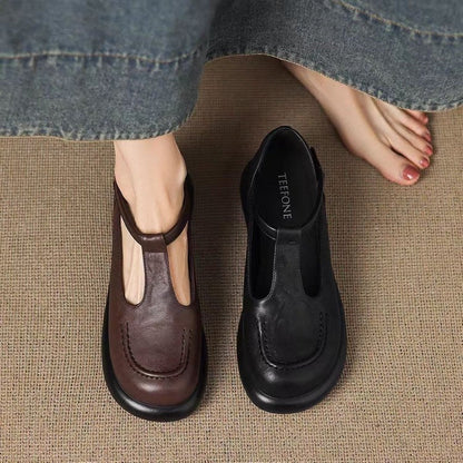 100% Zapatos de plataforma de cuero