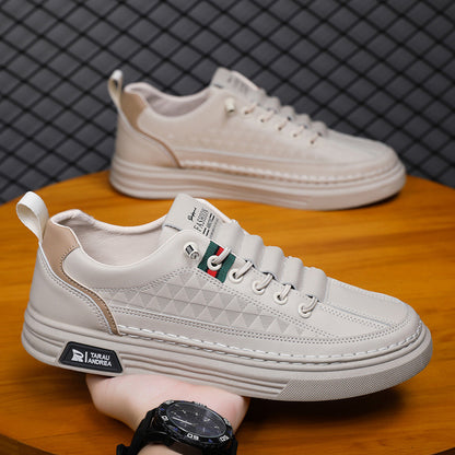 Zapatos planos de cuero suave para hombre coreano
