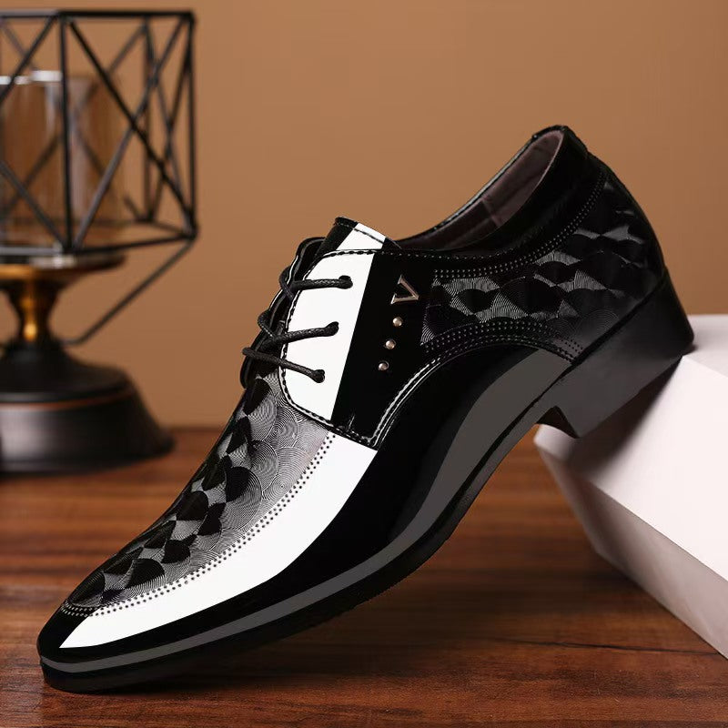 Zapatos de cuero para hombre con cordones y paneles de piel de vaca
