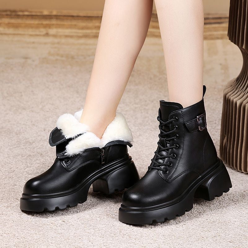 Botas para mujer estilo Dr. Martens con forro de piel de cordero
