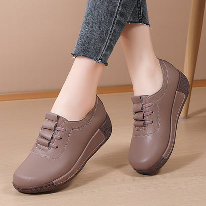 Zapatos de piel suave con suela basculante y suela gruesa para mujer