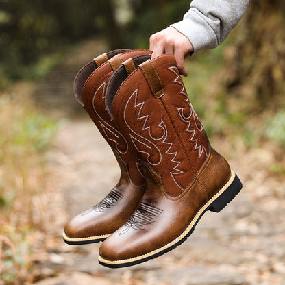 Botas vaqueras vintage de caña alta bordadas