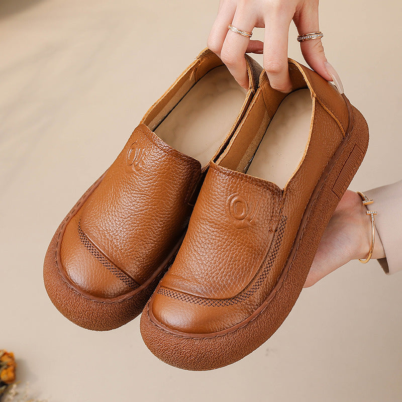 Zapatos de mujer hechos a mano con puntera redonda
