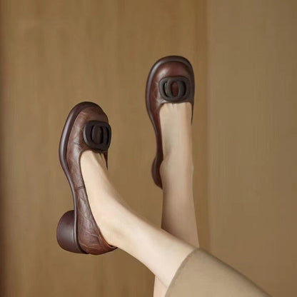 Tacones altos femeninos (cuero de doble hebilla)
