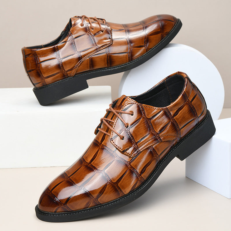 Zapatos de cuero duradero para hombre con estampado a cuadros