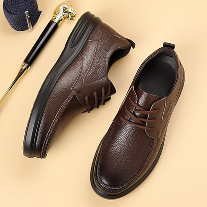 Zapatos de cuero para hombre, con cordones, de suela suave y duradera