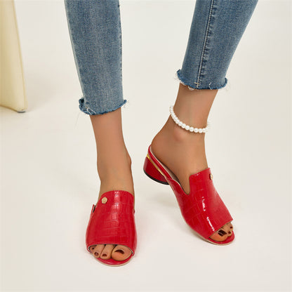 🐂Cuero🐂Zapatos de piel de cocodrilo con tacón alto y boca de pez