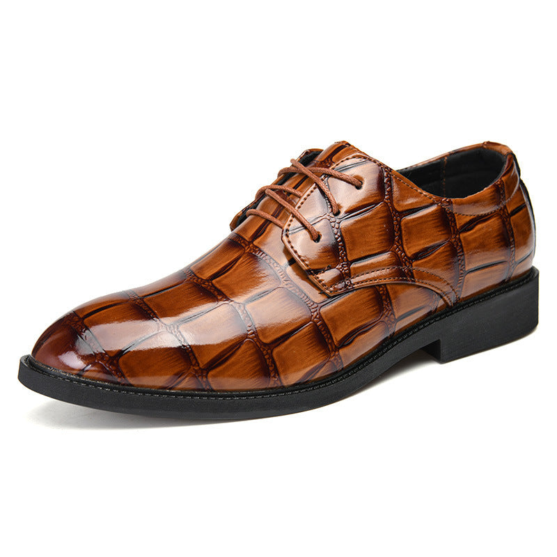 Zapatos de cuero duradero para hombre con estampado a cuadros