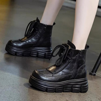Botas militares de plataforma para mujer, estilo británico