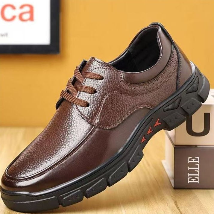 🐂Cuero🐂Zapatos casuales de piel con punta redonda y diseño de tres flechas.