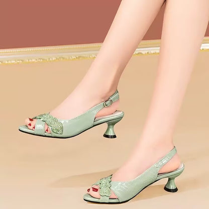 Zapatos de tacón alto con abertura en la puntera y suela blanda para mujer