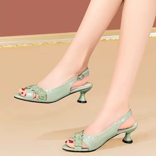 Zapatos de tacón alto con abertura en la puntera y suela blanda para mujer