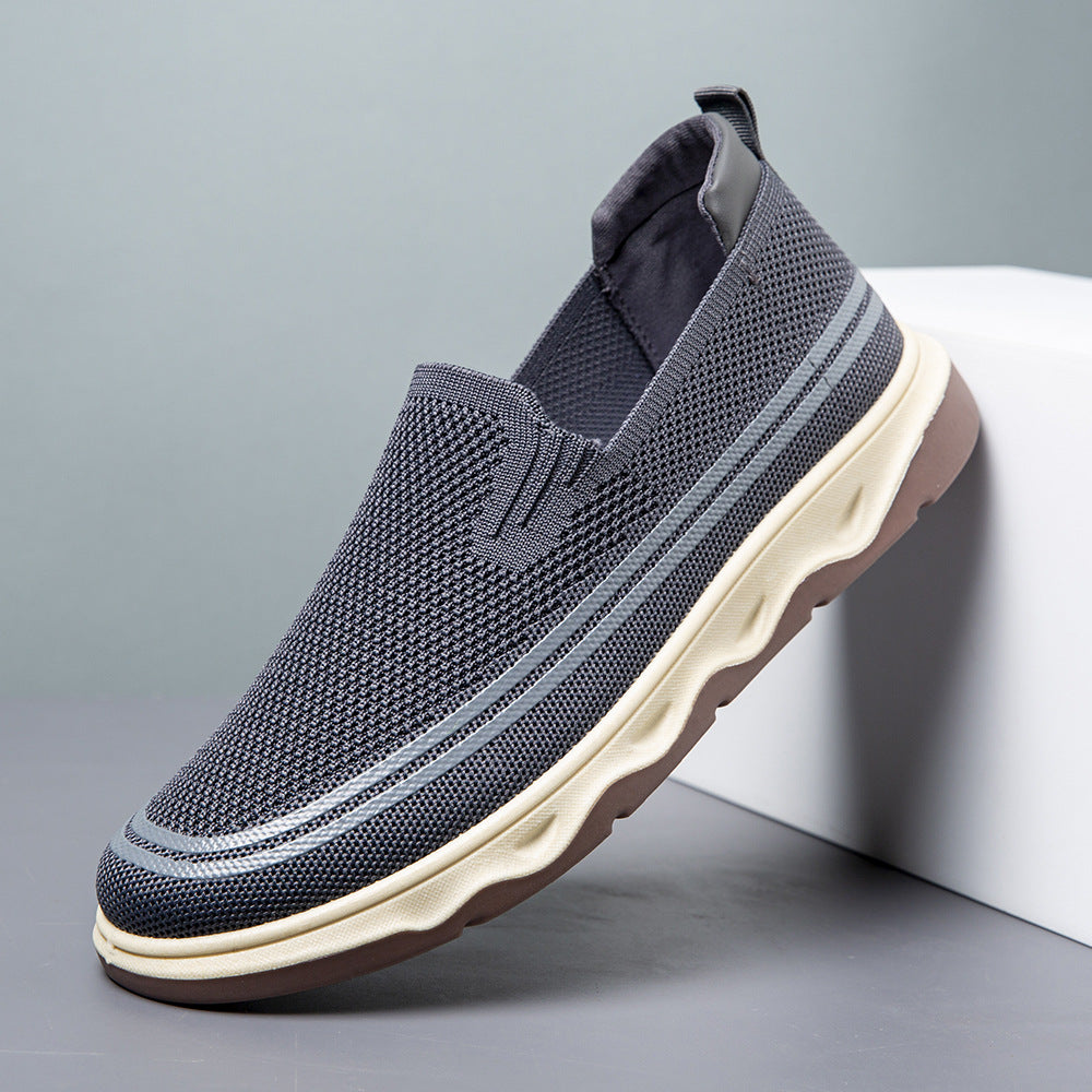 Zapatos casuales tejidos sin cordones y con vuelo