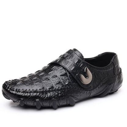 Zapatos para hombre de piel de vacuno auténtica con textura de cocodrilo