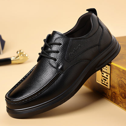 Zapatos de cuero para hombre, con cordones, de suela suave y duradera