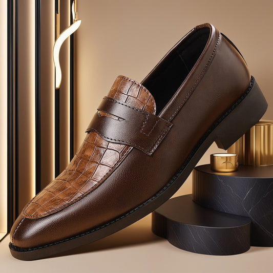 🐂Cuero🐂mocasines con estampado de cocodrilo