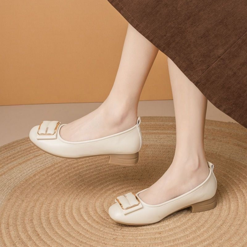 Zapatos de cuero sin cordones para mujer