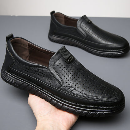 Sandalias casuales de cuero auténtico para hombre con suela blanda