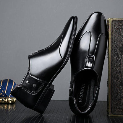 🐂Cuero🐂Zapatos Oxford sin cordones para hombre